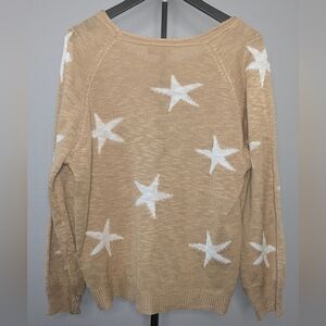 Star Patterned Tan/Gold Tone Sweater